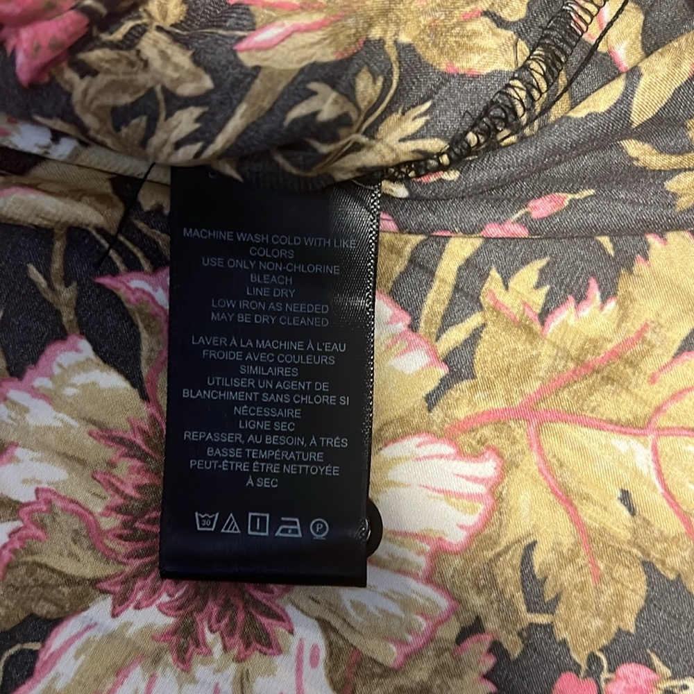 Anthropologie Black Floral V-Neck Pleated Peplum Blouse - Picture 6 of 7